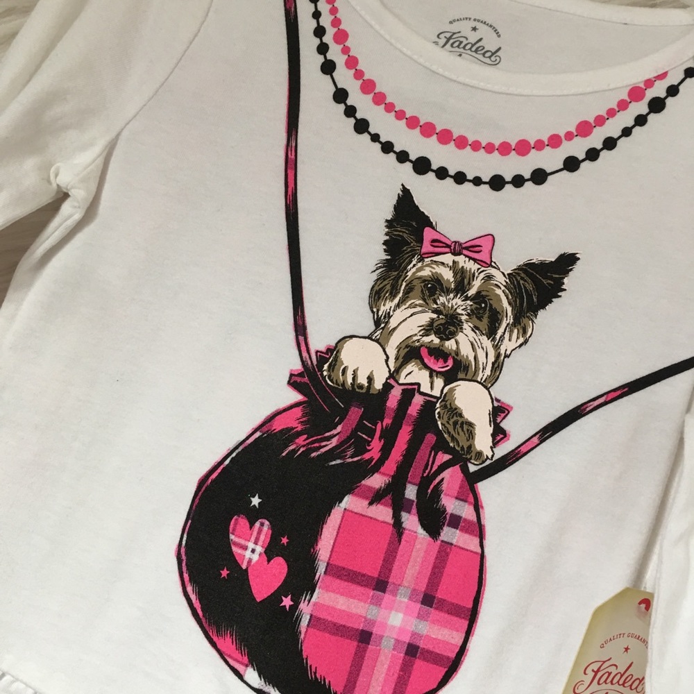 NEW FADED GLORY Yorkie puppy legging top girls 5 - Picture 2 of 4